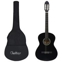 VidaXL 12-delige gitaarset klassiek beginner 4/4 39" zwart