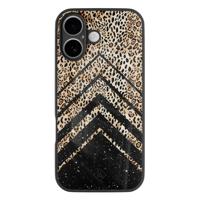 iPhone 16 glazen hardcase - Chevron luipaard