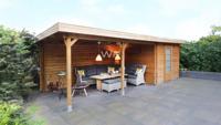 Woodpro Ochten Tuinhuis 700x300 cm 28 mm vuren blank- Plat dak- Onbehandeld vurenhout- Woodpro