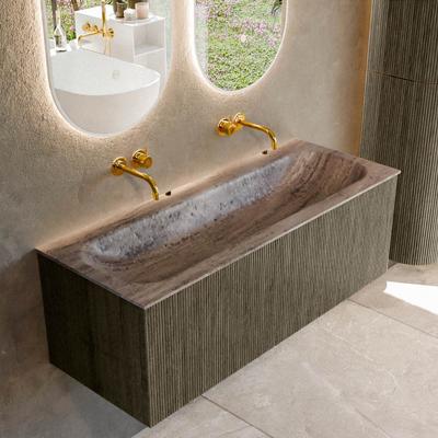 Badmeubel Mondiaz Kurve-Dlux | 120 cm | Meubelkleur Shadow | Wastafelkleur Oza | Solid surface | Wasbak midden spoelbak | Zonder kraangat(en)