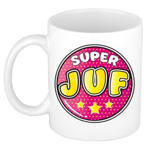 Cadeau mok/beker - Super juf - wit - 300 ml