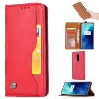 Voor OnePlus 7T Pro Knead huidtextuur horizontale Flip lederen draagtas met foto frame & houder & kaartsleuven & portemonnee (rood)