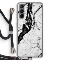 Witte marmer 2: Samsung Galaxy S21 Transparant Hoesje met koord
