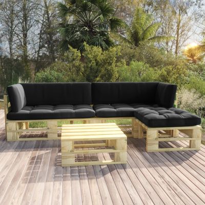 vidaXL 4-delige Loungeset pallet met kussens groen geïmpregneerd hout