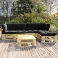 vidaXL 4-delige Loungeset pallet met kussens groen geïmpregneerd hout - thumbnail