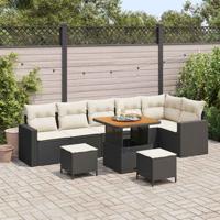 Tuinbankenset 9 pcs Zwart poly rattan