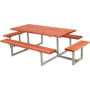 Picknicktafel Hout en Staal Basic Teak 4 Bankjes