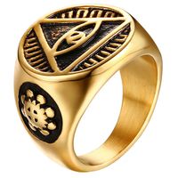 Edelstaal zegelring voor mannen Eye Of Providence Gold-19mm