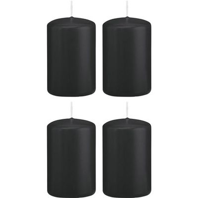 4x Zwarte cilinderkaarsen/stompkaarsen 5 x 8 cm 18 branduren