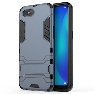 Voor OPPO A1k/Realme C2 schokbestendige PC + TPU beschermhoes met onzichtbare houder (marineblauw)
