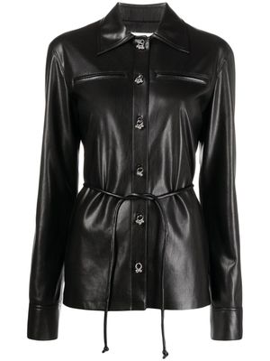 Nanushka chemise en cuir artificiel à boutons à breloques - Noir