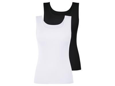esmara 2 dames tops (Zwart/wit, L (44/46))