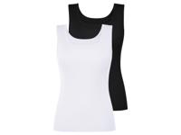 esmara 2 dames tops (Zwart/wit, L (44/46))