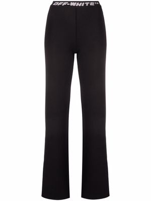 Off-White pantalon nervuré à bande logo - Noir