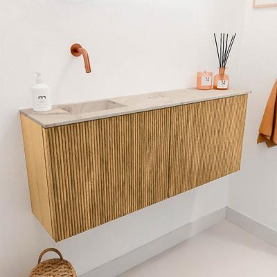 Toiletmeubel Mondiaz Joya Dlux | 100 cm | Meubelkleur Oak | Faye wastafel Frappe Wasbak Links | Zonder kraangat(en)
