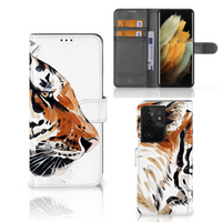 Hoesje Samsung Galaxy S21 Ultra Watercolor Tiger - thumbnail