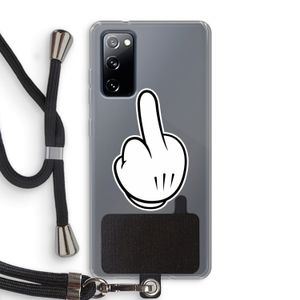 Middle finger white: Samsung Galaxy S20 FE / S20 FE 5G Transparant Hoesje met koord