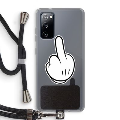 Middle finger white: Samsung Galaxy S20 FE / S20 FE 5G Transparant Hoesje met koord