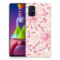 Samsung Galaxy M51 TPU Case Pink Flowers - thumbnail