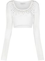 Alessandra Rich pull crop à ornements en cristal - Blanc