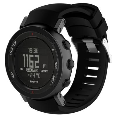 Silicone vervangende polsband voor SUUNTO core ALU Zwart (zwart)
