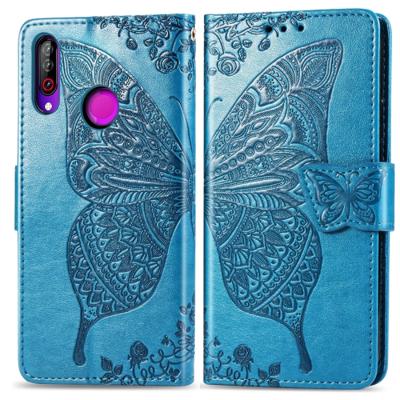 Butterfly Love bloemen reliëf horizontale Flip lederen case voor LG B30 met houder & kaartsleuven & portemonnee & Lanyard (blauw)