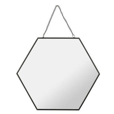 Wandspiegel Industrieel - metaal - hexagon - D30 cm - wanddecoratie spiegels