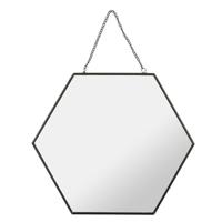 Wandspiegel Industrieel - metaal - hexagon - D30 cm - wanddecoratie spiegels