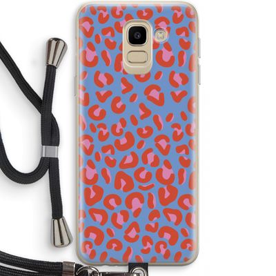 Leopard blue: Samsung Galaxy J6 (2018) Transparant Hoesje met koord