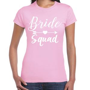 Bellatio Decorations Vrijgezellenfeest T-shirt voor dames - Bride Squad - licht roze - trouwen/bruiloft 2XL  -