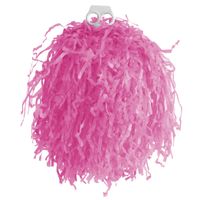 Cheerballs/pompoms - 1x - roze - met franjes en ring handgreep - 33 cm - thumbnail