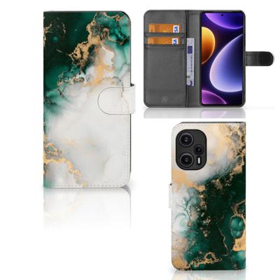 Bookcase voor Xiaomi Poco F5 Marmer Groen Bookcase voor Xiaomi Poco F5 Marmer Groen
