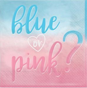 Servetten Gender Reveal &apos;Blue Or Pink&apos; (16st)