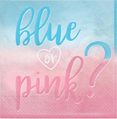 Servetten Gender Reveal &apos;Blue Or Pink&apos; (16st)