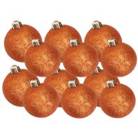 Kerstversiering set glitter kerstballen oranje 6 - 8 cm - pakket van 30x stuks