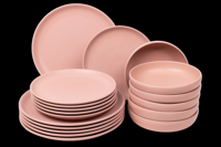 18 delige serviesset - 6 persoons - Madeira - roze - Portugees stoneware