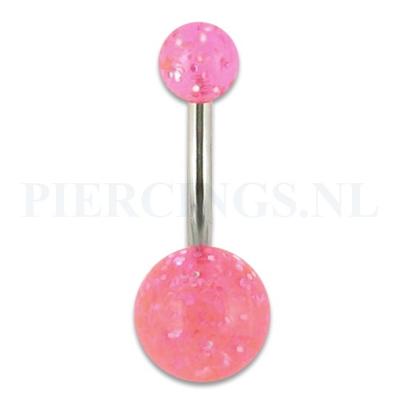 Navelpiercing acryl glitter roze