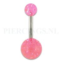Navelpiercing acryl glitter roze