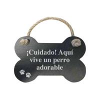 Ophangdecoratie Magnet & Steel Cuidado aquí vive un perro adorable Bot Raad van bestuur Touw