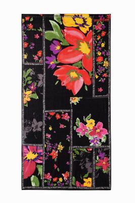 Rechthoekige sjaal met bloemenpatch - BLACK - U