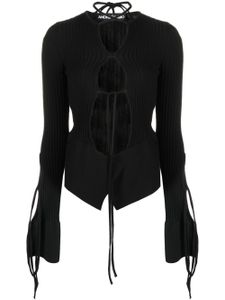 ANDREĀDAMO cut-out ribbed top - Noir