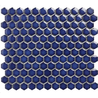 The Mosaic Factory Barcelona Mozaiek Tegel Hexagon - Kobalt blauw met rand Porselein Geglazuurd 260x300 mm