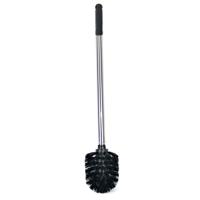Gerimport Wc en toiletborstel - zwart / zilver - 34 cm - van RVS - Badkamer accessoires