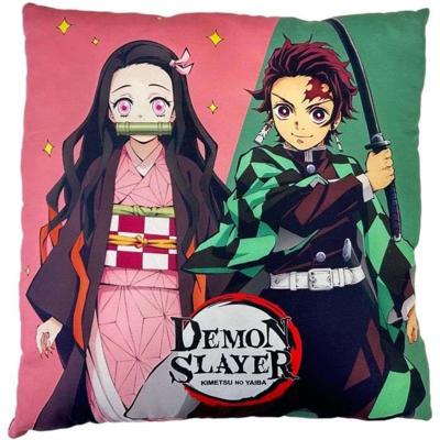 Dubbelzijdig kussen - Vierkant - DEMON SLAYER - Tanjiro en zijn vrienden - Microvezel - 40 x 40 cm