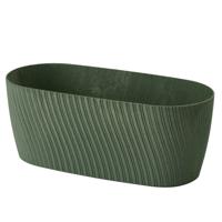 Form Plastic Plantenbak/bloembak Waves - kunststof - donkergroen - L27 x B12 x H11 cm - ovaal