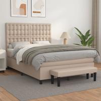Boxspring met matras kunstleer cappuccinokleurig 140x200 cm