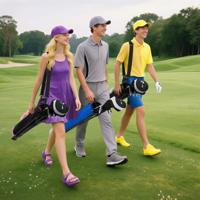Golf-standtas met 2 Vakken & Regenhoes Golf tas Licht met Schouderriem Grijs