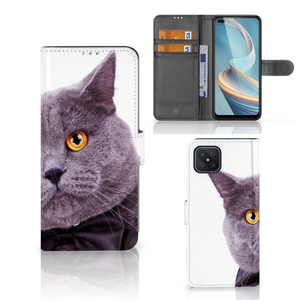 OPPO Reno4 Z Telefoonhoesje met Pasjes Kat