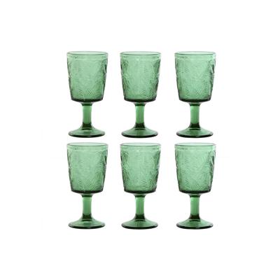 Set van bekers Home ESPRIT Groen Kristal 285 ml (6 Stuks)