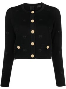 PINKO cardigan crop à logo brodé - Noir